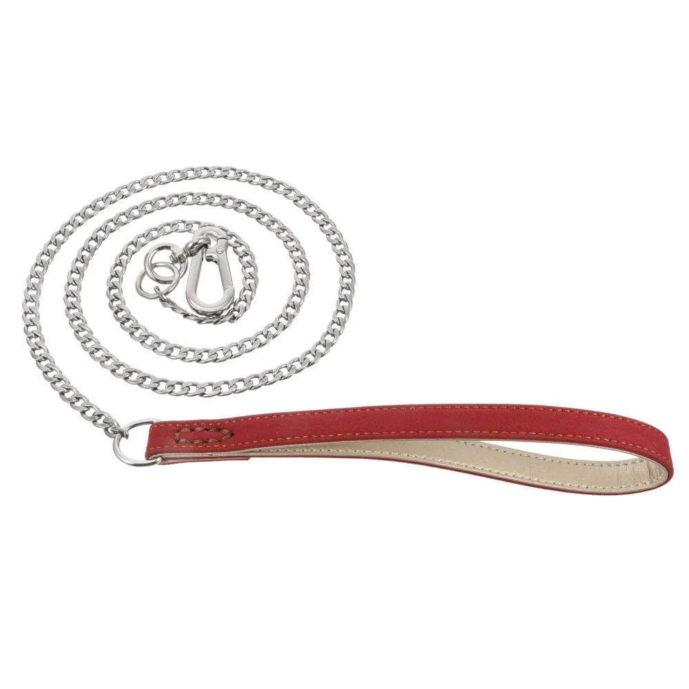 

Chain Leash Metal Training Leash with Soft Padded Handle for Heavy Duty Dogs
