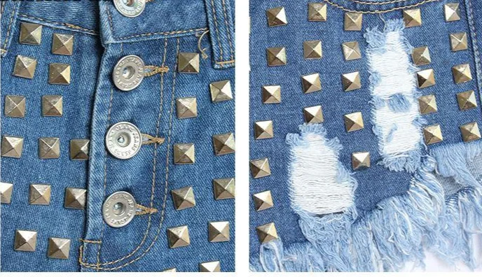 Сандалии с шипами и заклепками Шорты жаркое лето джинсы Botas Feminina/Новые Фирменные