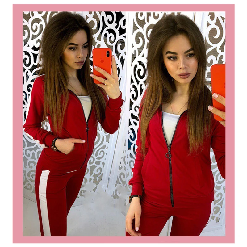 

Женский спортивный костюм, однотонная Повседневная Толстовка большого размера и штаны, полосатая спортивная одежда с длинным рукавом, осен...