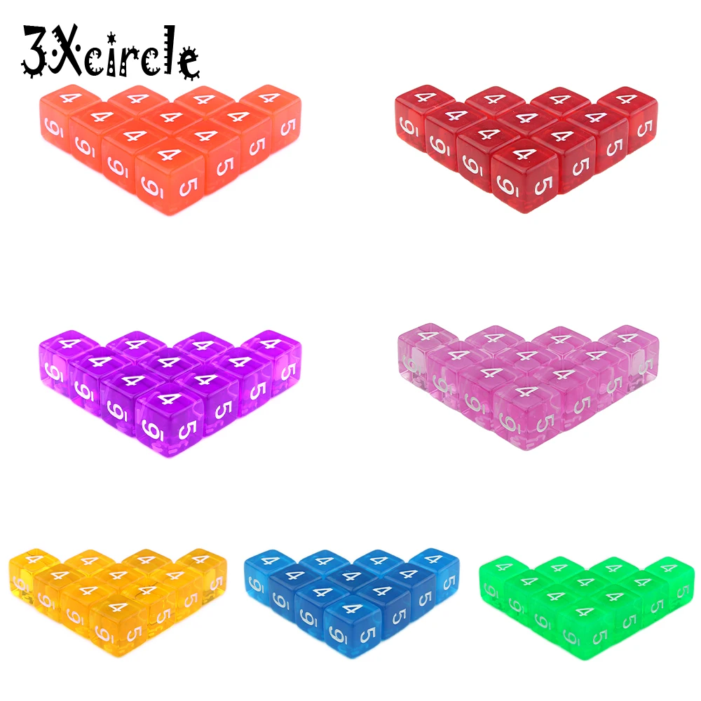 Brand New 10PCS Transparent D6 Dice Games Dices 7 Colors Desktop Game Pieces for Dnd rpg | Спорт и развлечения