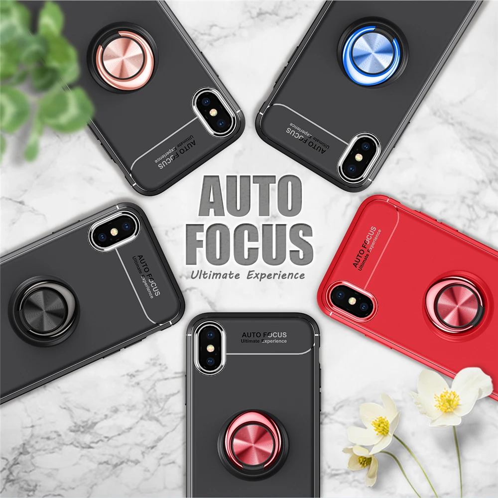 Car Magnet Shockproof Case For iPhone 11 pro max 5 5s 6s 6 7 8 Plus X Xr Xs Max TPU Cover Rotating Metal Ring Stand |