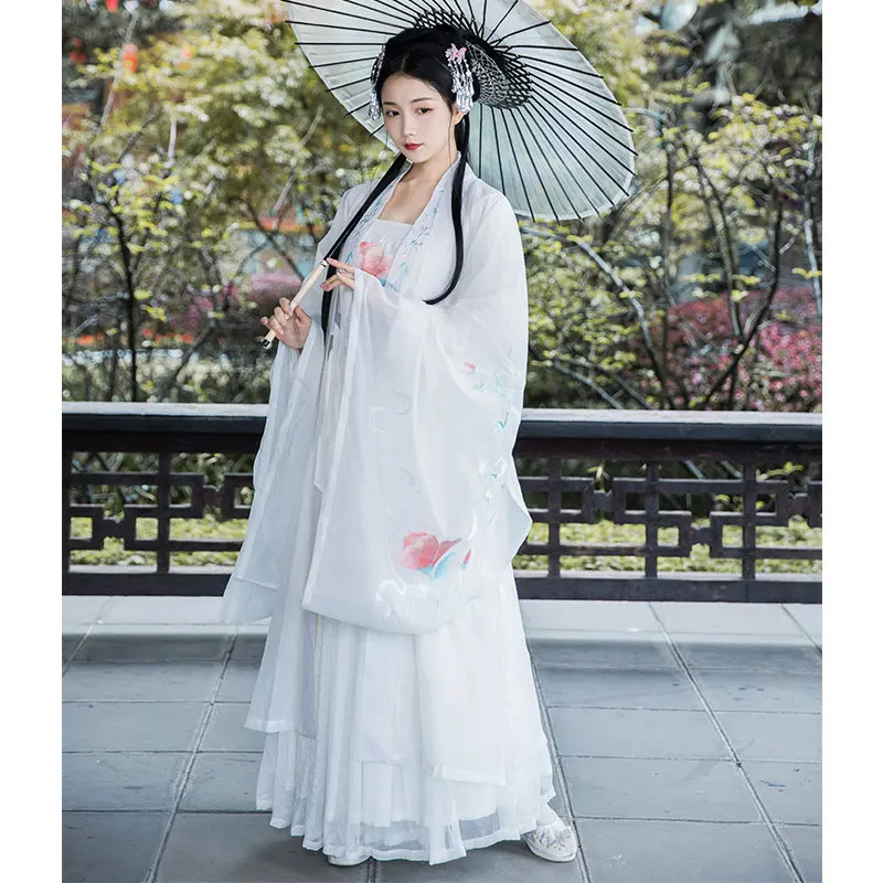 Китайский Hanfu Женская Талия-длина юбка с большими рукавами китайский стиль супер
