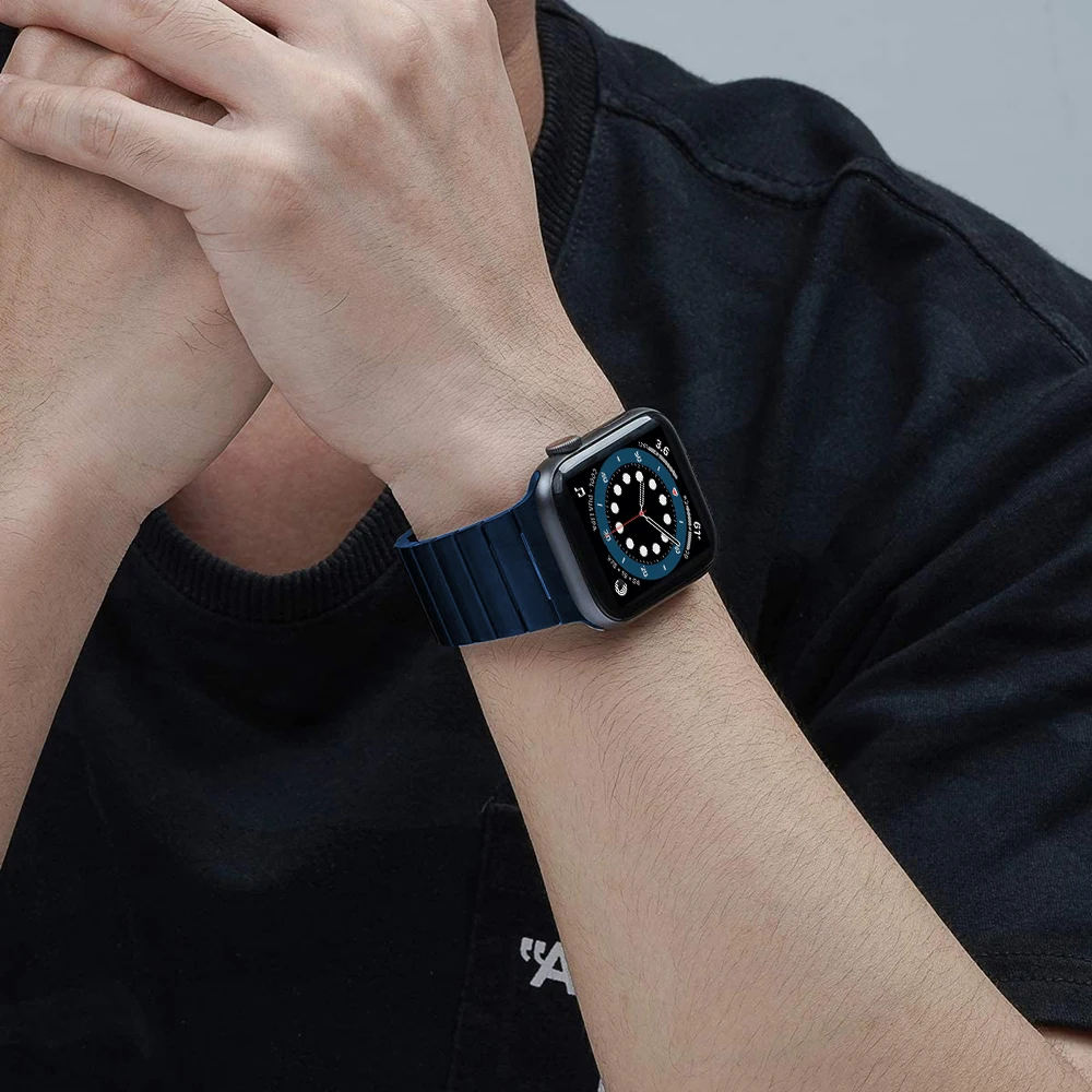 Браслет из нержавеющей стали для apple watch 6 серия 7 5 4 se 44 мм 40 синий | Наручные часы