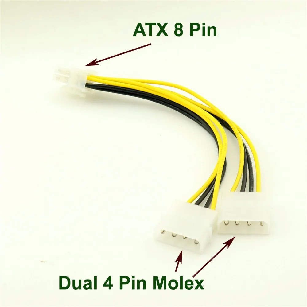 1 шт. ATX 8 Pin EPS12V к двойному 4 Molex Male материнская плата питания Кабель-адаптер |