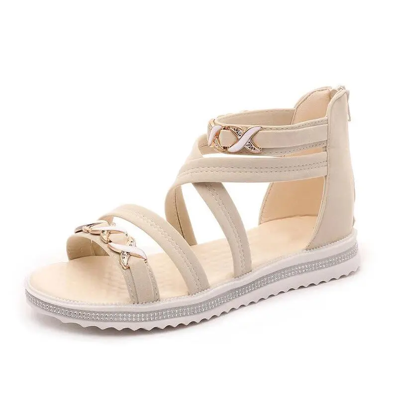 Для женщин Босоножки в римском стиле 2019 летние туфли на плоской подошве женские