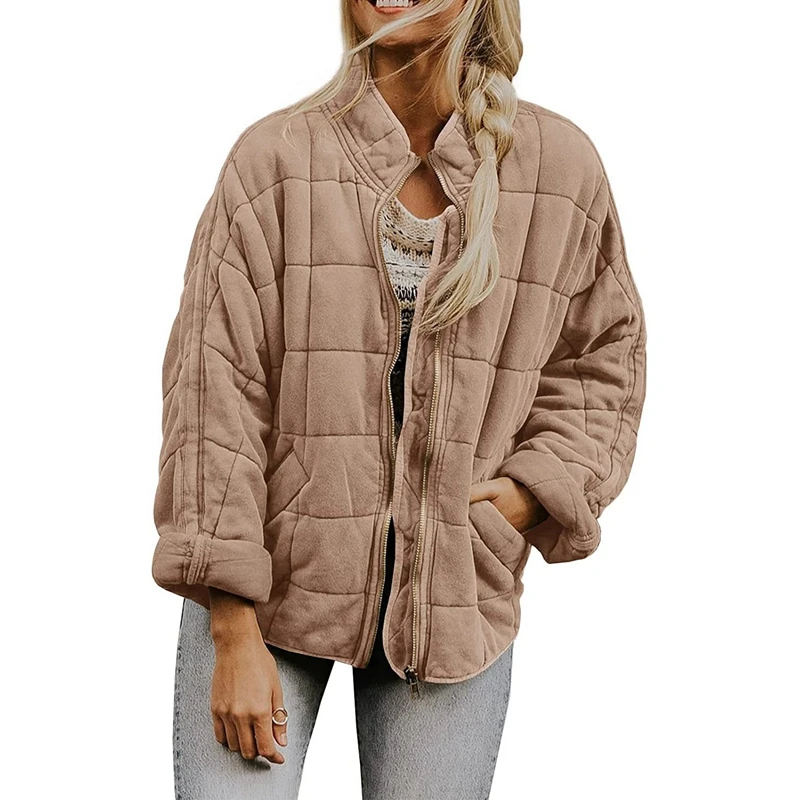 Женский утепленный стеганый пуховик, зимняя теплая легкая куртка на молнии с длинным рукавом, повседневная женская одежда от AliExpress WW