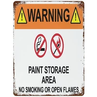 retro metal sign warning paint storage area no smoking or open flames street signs aluminum road wall decoration