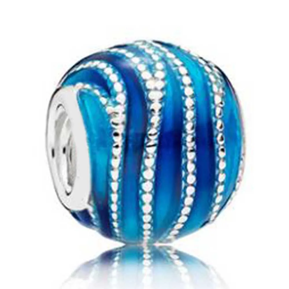 

100% 925 Sterling Silver Charms Rose Charms Blue Swirls Charms Fit Original Bracelet Diy Jewelry