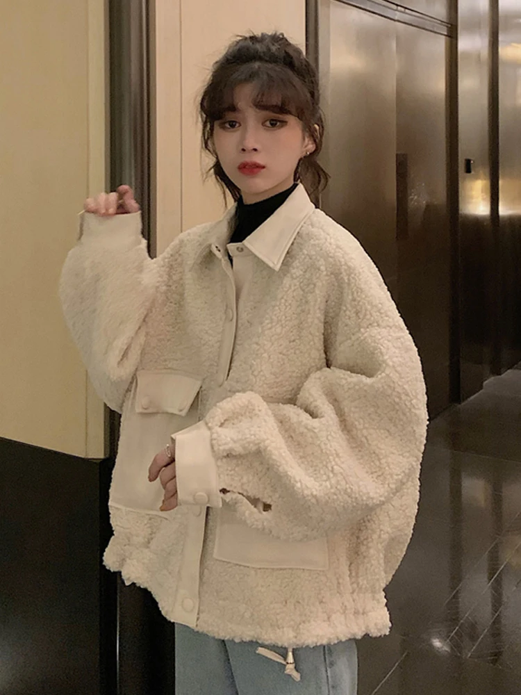 

The new 2020 autumn and winter Korean version of the wool-like thick coat women's net red foreign style loose wild warm top