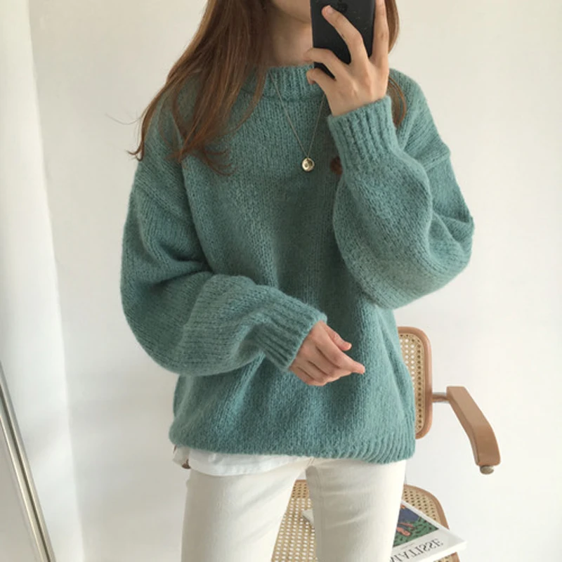 BGTEEVER простой свитер с круглым вырезом карамельный цвет женский зима 2019 женские