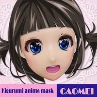 caomeifemale sweet girl resin half head kigurumi mask with cosplay anime role cartoon character lolita mask crossdress doll