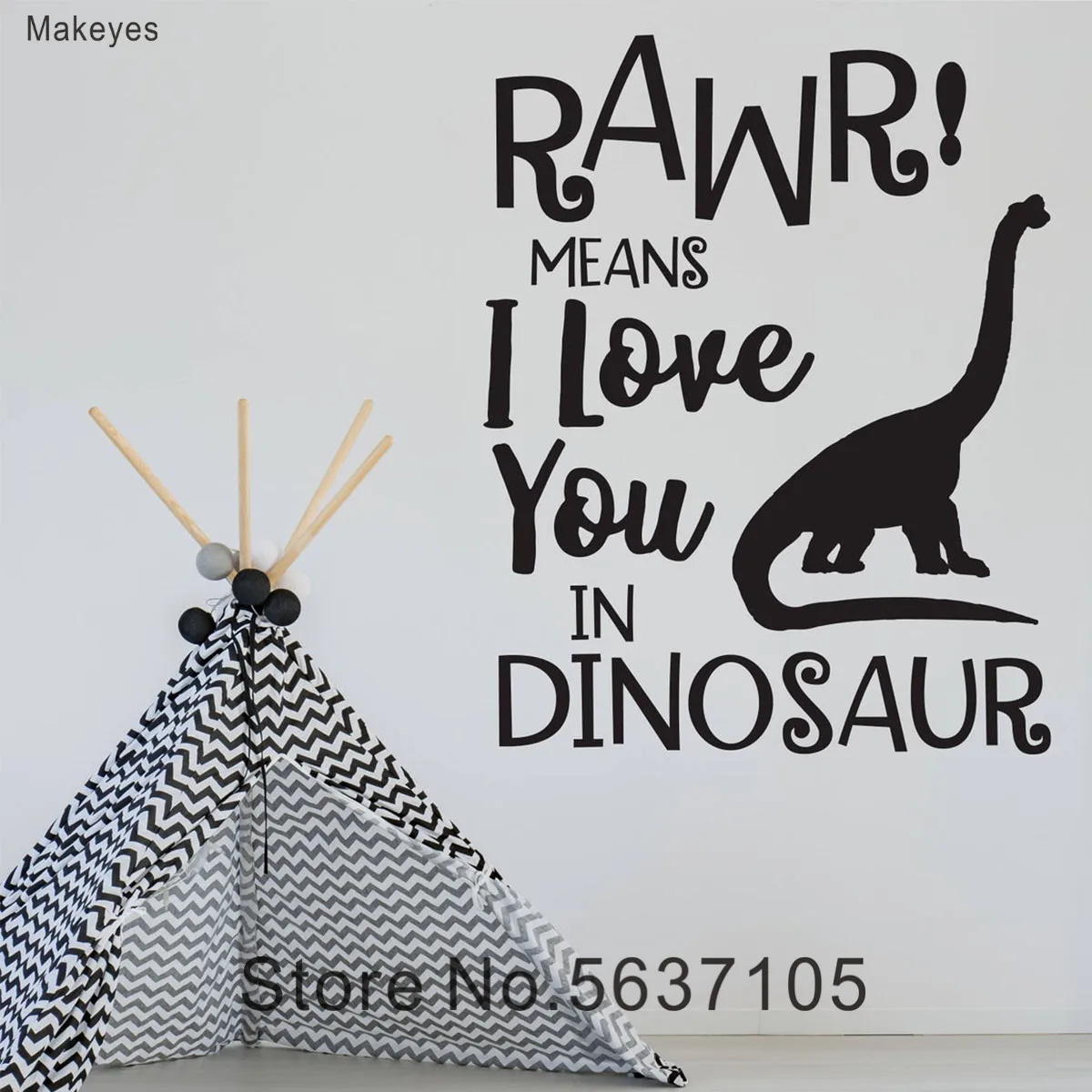 Makeyes Rawr означает что я люблю тебя наклейки на стену динозавра в виде животных