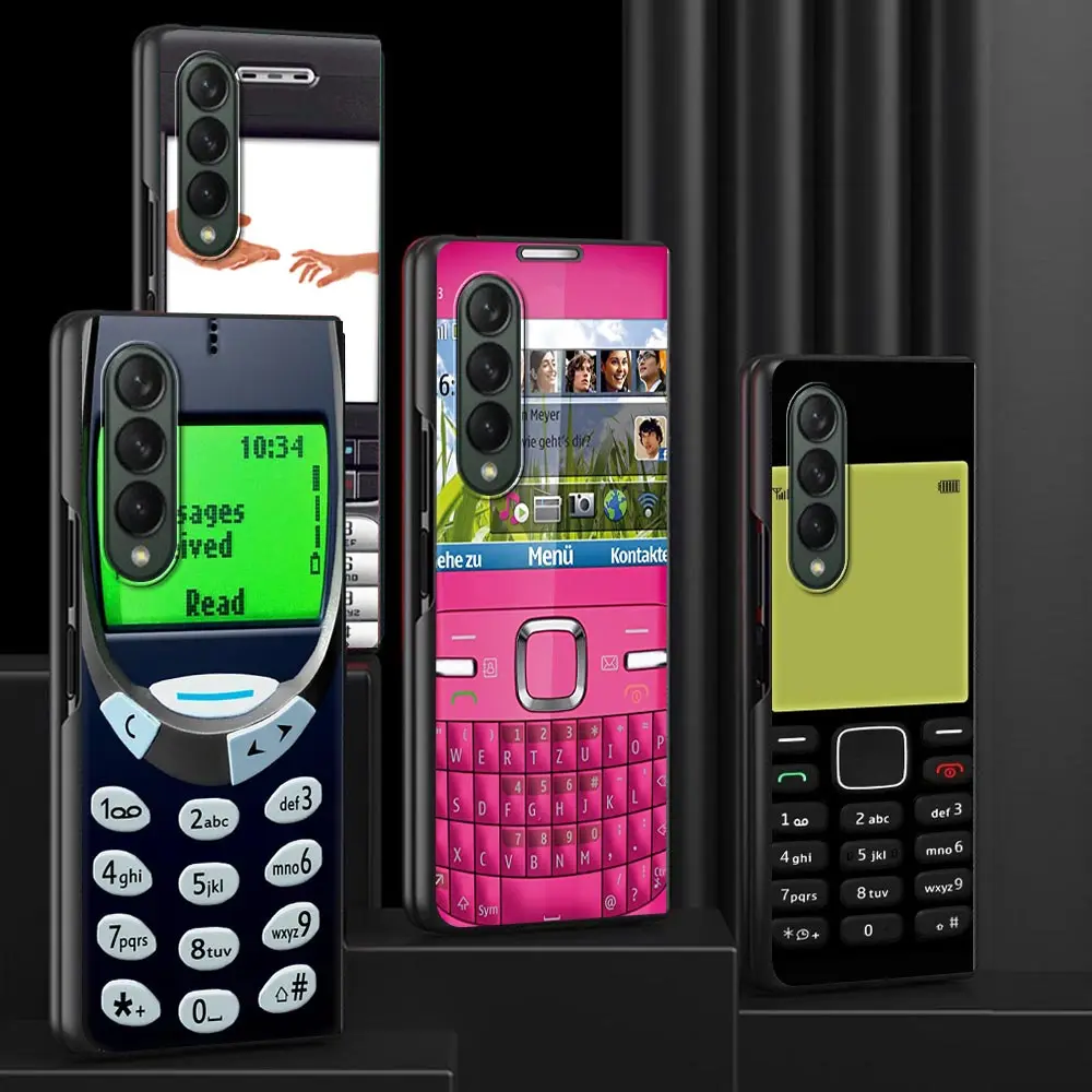 Чехол в стиле ретро для Samsung Galaxy Z Fold 3 Funda чёрный Жесткий ПК ZFold3 Роскошный чехол -