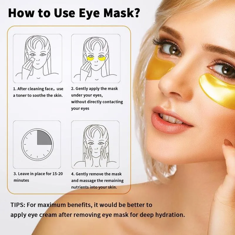 

Gold Collagen Eye Mask For Eye Care Dark Circles Anti Eye Gel Aging/puffiness Care Moisturizing Skin Pads C9Y4