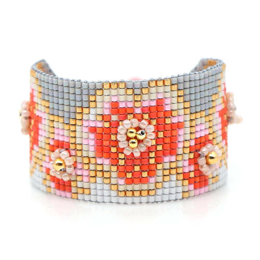 Go2boho MIYUKI браслет, ювелирные изделия в виде цветка, женские браслеты, женские браслеты,, браслеты на манжетах, ручной работы, тканые, богемные, модные, летние, морские