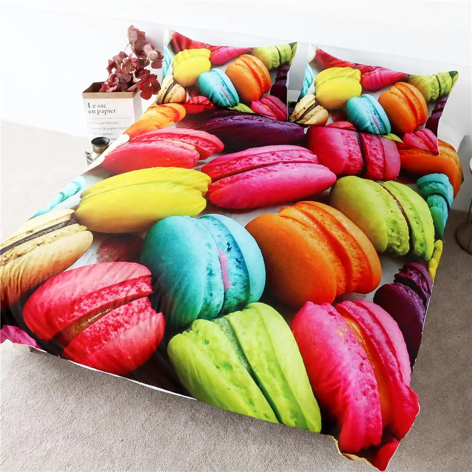 HM постельное белье набор французский макарон цветной пододеяльник 3D принт