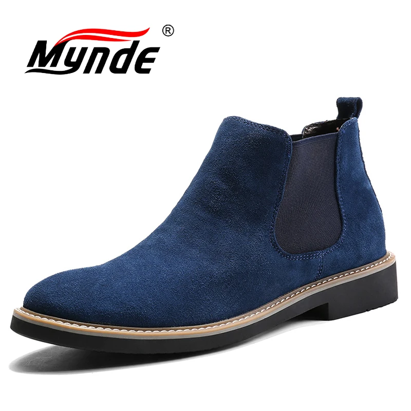 

Мужские замшевые ботинки челси, черные ботинки из коровьей замши, с плюшевой подкладкой, Нескользящие, ботильоны ручной работы, на осень/зим...