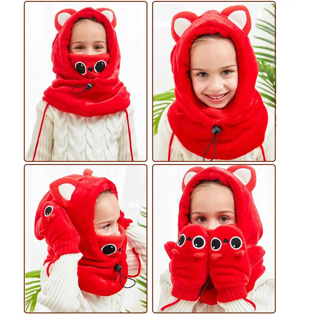Детский Теплый шарф с капюшоном шапка детская флисовая плотная Зимняя Шапка-бини