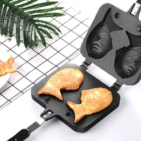 taiyaki fish shaped diy bakeware waffle pan maker non stick tray buscuit cake baker 2 molds home kitchen supplies cooking tools