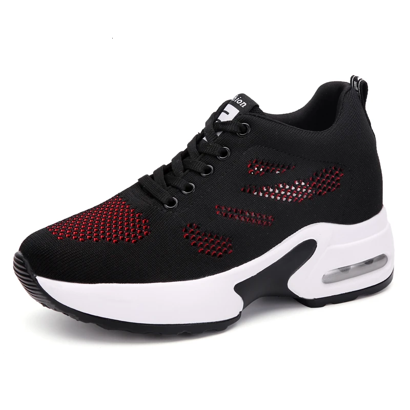 Кроссовки женские прогулочные дышащие сетчатые на платформе 9 см белые летняя