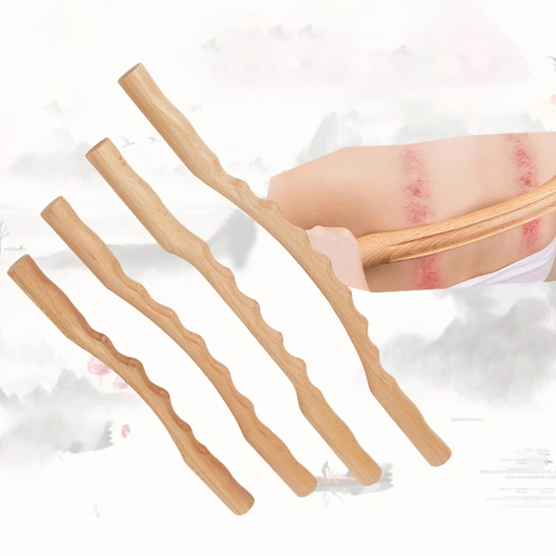 

Natural Beech Wooden Neck Shoulder Back Massager Scrape Wood Guasha Stick for Massage Gouache Therapy SPA Beauty Salon Health