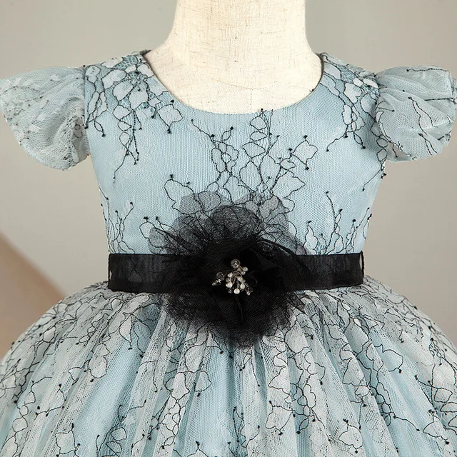 Flower Baby Girl Christmas Dress Blue Toddler Tutu Wedding Birthday Princess For Girls Children's Costume Teenager Gown | Детская