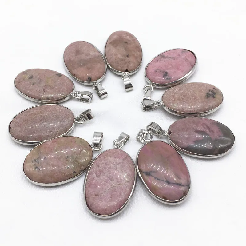 Колье с подвеской из натурального родонита и аметина 3 шт./компл./набор 18X25 мм