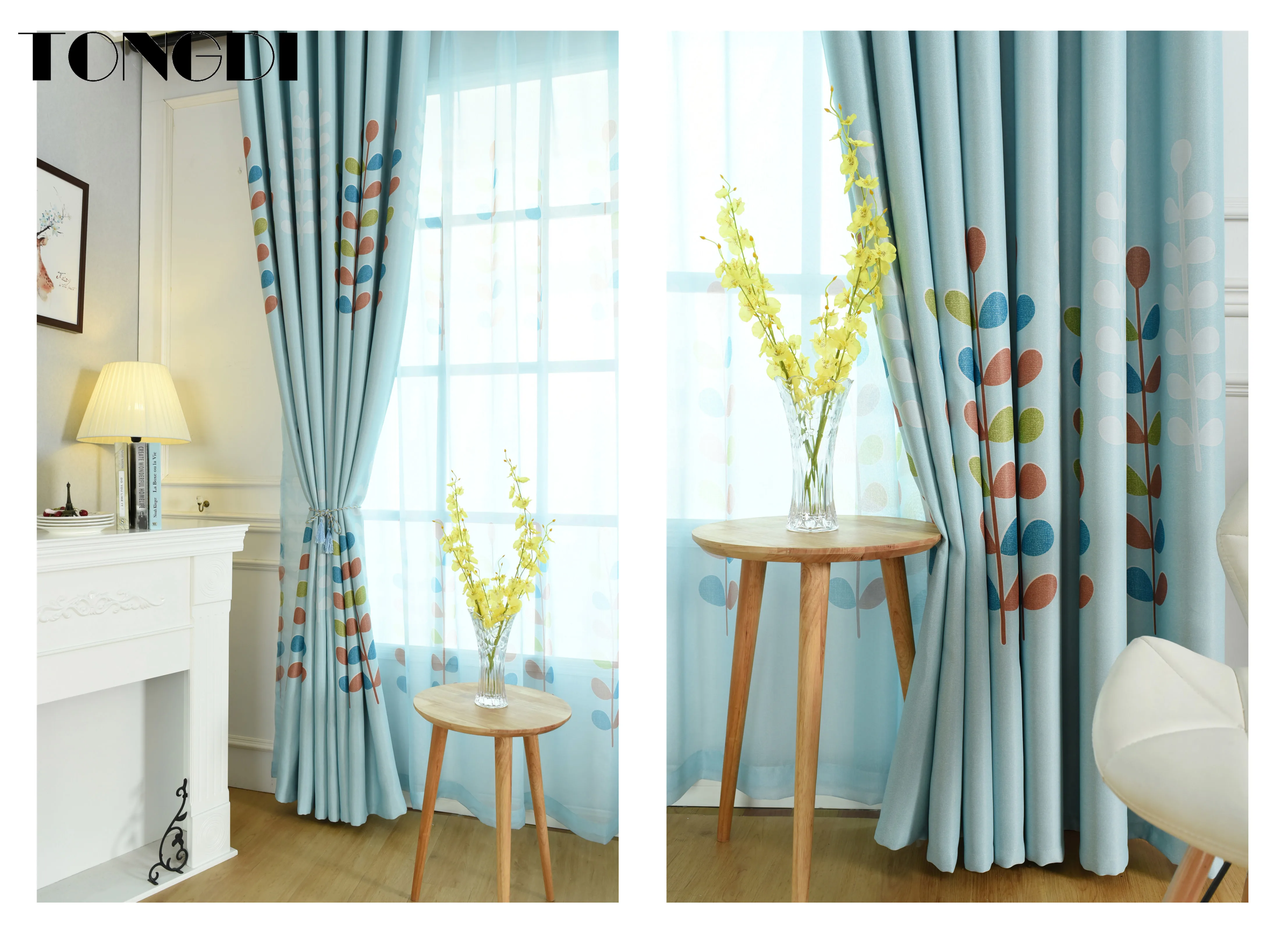 Светонепроницаемые шторы TONGDI с цветными листьями высококачественное украшение