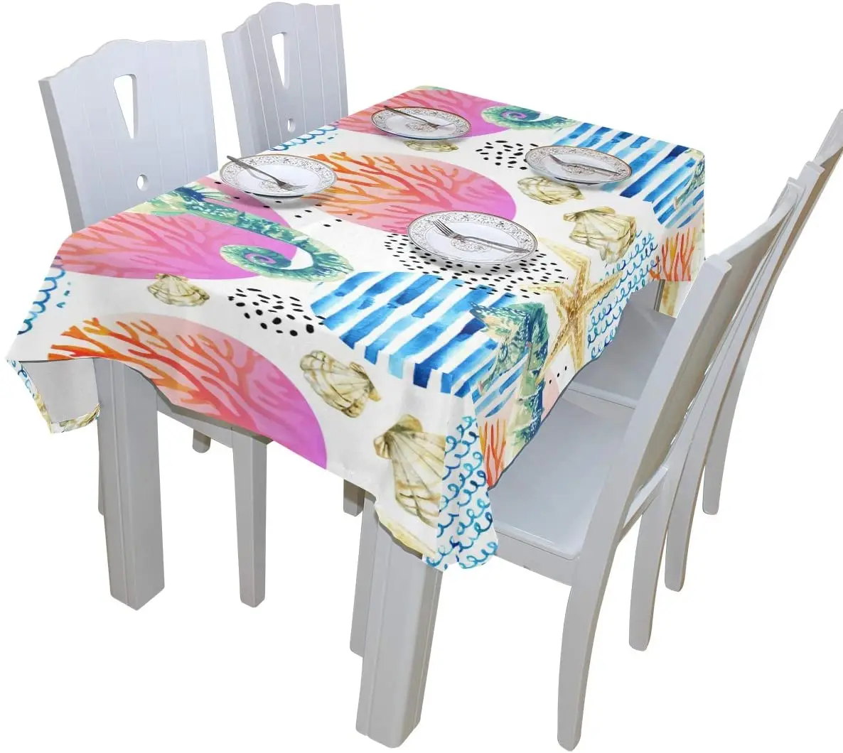 Океан морской конек Морская звезда узор оболочки прямоугольник скатерть