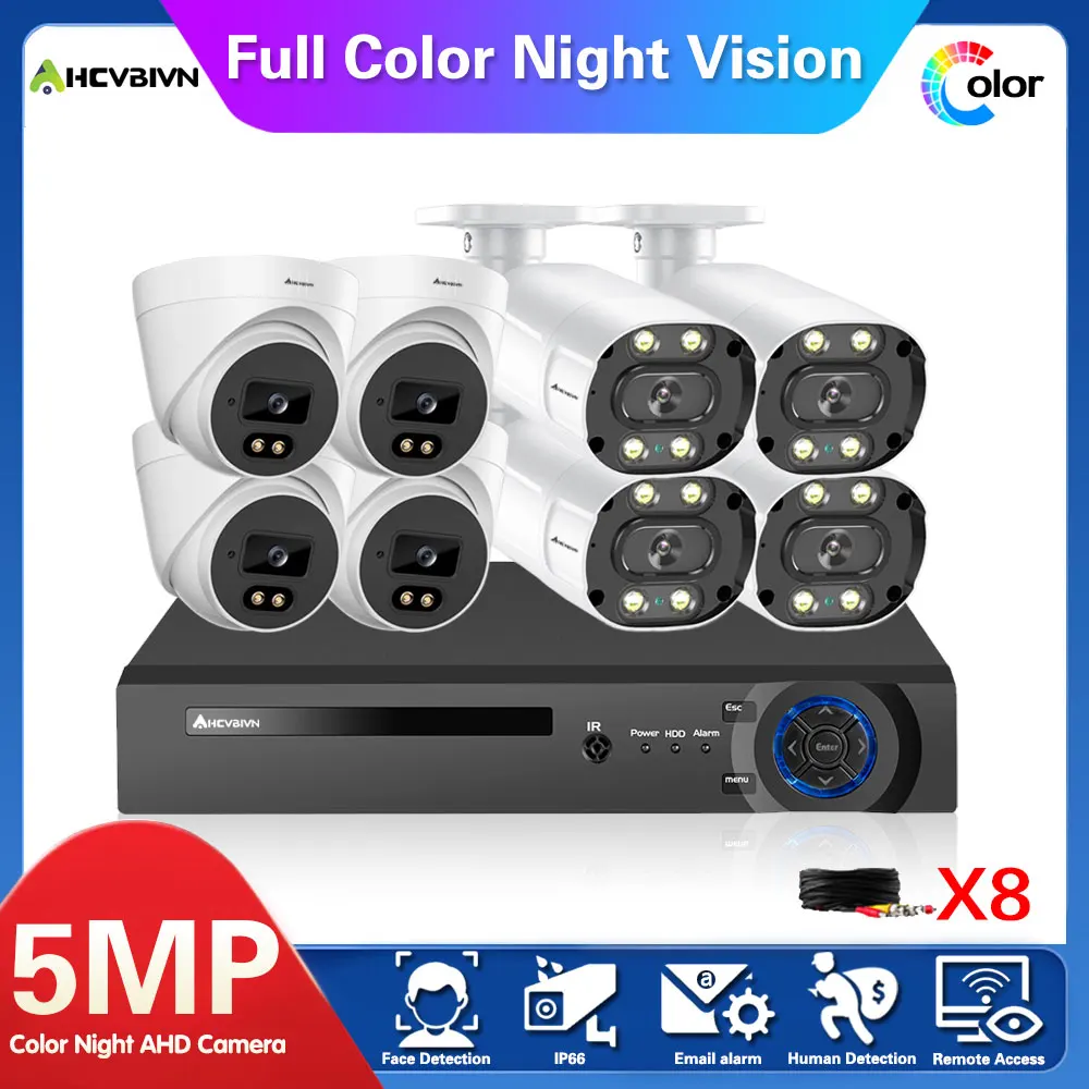 

AHCVBIVN полноцветная камера ночного видения IP66 5MP CCTV аналоговая камера для 5MP ahd распознавание лица удаленный мониторинг DVR рекордер P2P