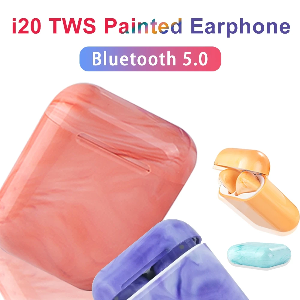 Беспроводные наушники i20 TWS окрашенные Bluetooth наушники беспроводные наушники водонепроницаемые 8D стерео наушники спортивная Гарнитура Blutooth