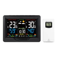 fanju weather station digital table desk clock color screen barometer thermometer hygrometer mildew risk with outdoor sensor