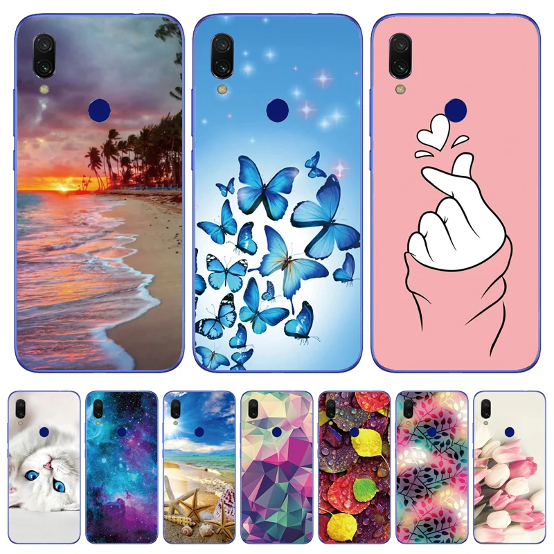 Для Xiaomi Redmi 7 Чехол чехол Мягкие силиконовые с рисунком задняя крышка для Coque Redmi7