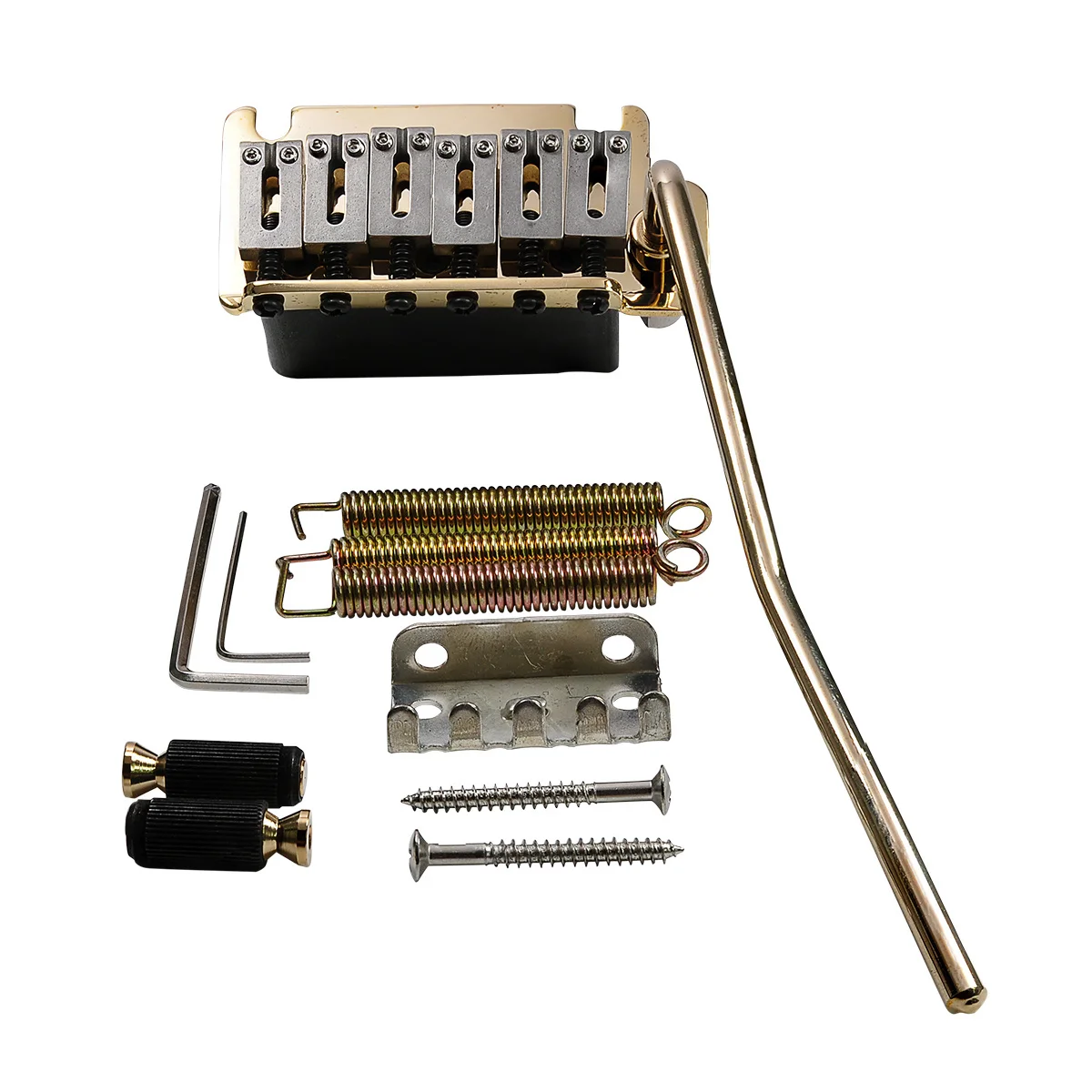 Musiclily Pro 54mm 2-Point Style Guitar Tremolo Bridge with Stainless Steel Saddles Full Steel Block for Japan Import Strat,Gold