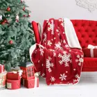 Bedsure Рождественский праздник шерпа Флисовое одеяло Снежинка красный и белый пушистый теплый диван и подарок 50x60 дюймов