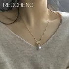 REDCHENG 925 печать морской жемчуг ожерелья для женщин INS Мода темперамент OT Пряжка геометрической формы ювелирные изделия для помолвки подарки