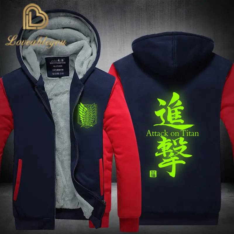 New Anime Attack on Titan 3D Print Streetwear Hoodies Winter Coat Warm Thick Man Sweatshirt M-4XL At Night Fleece Hoodie Unisex |