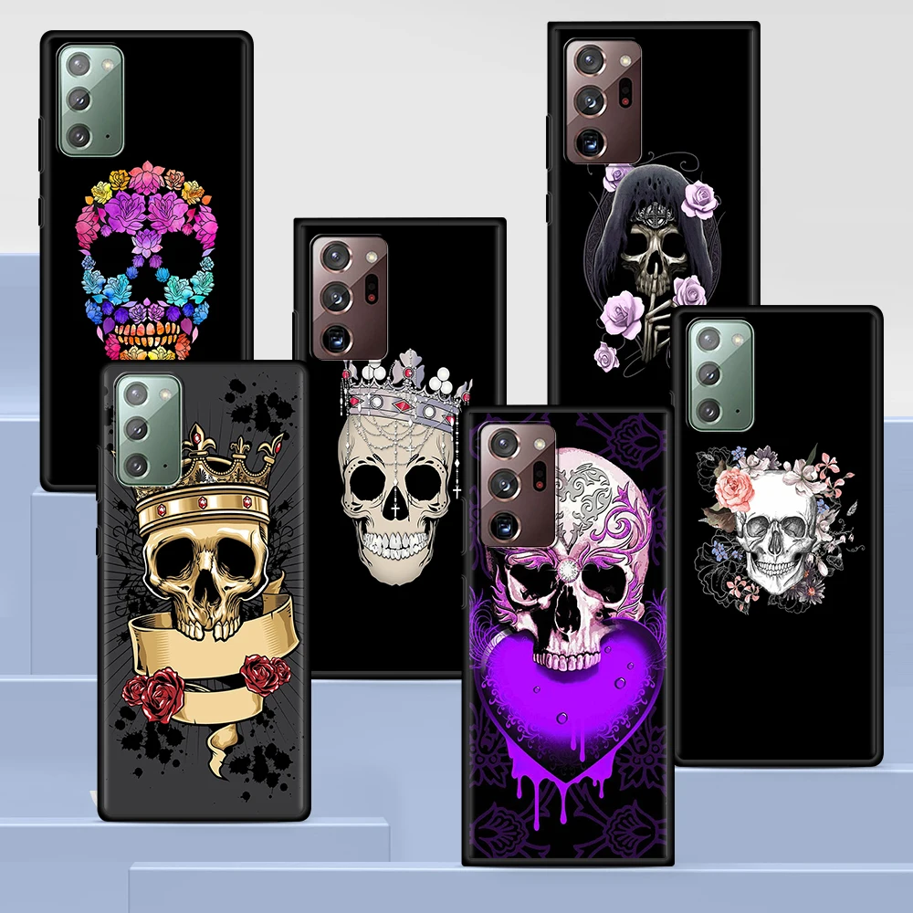 

Retro Skull Butterfly Case for Samsung Galaxy S20 FE S21 Ultra S10 Lite S10e S9 S8 Plus S7 Edge A12 A51 Black Soft Phone Cover