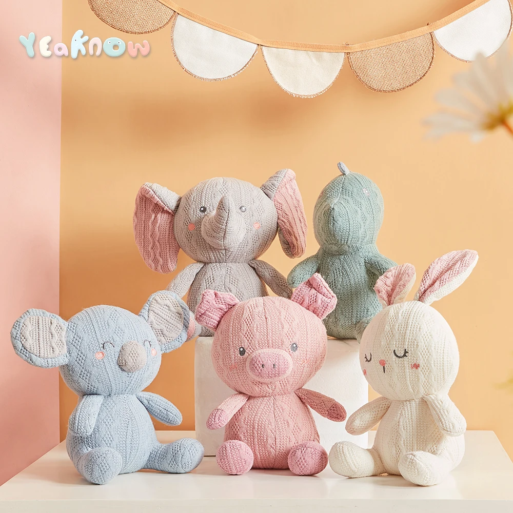 

Knitted Cute Stuffed Animal Doll Soft Plush Elephant Pig Rabbit Koala Kids Baby Birthday Gift Home Decor