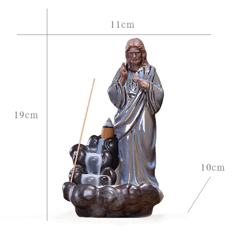 

HOT Creatives Incense Burners Jesus Virgin Backflow Home Decoration Censer Religious Figurine For Home Ornament NDS