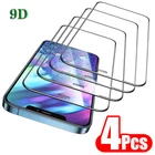 Закаленное стекло 9D с полным покрытием для iPhone, защитная пленка для iPhone 11, 12, 13 Pro Max Mini, XS Max, XR, X, 11, 4 шт.