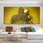 Золотая фигурка статуя холст картины абстрактные пары скульптура художественный плакат и принты Современная гостиная домашний Декор картина