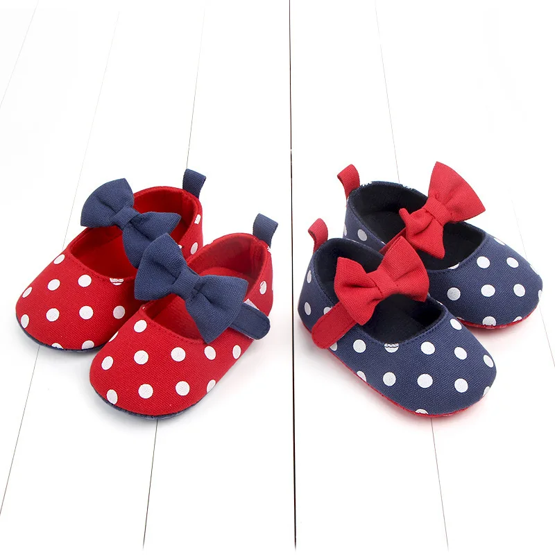 baby cute shoes anti-slip soft bottom toddler wholesale newborn high quality red bowknot first walker |