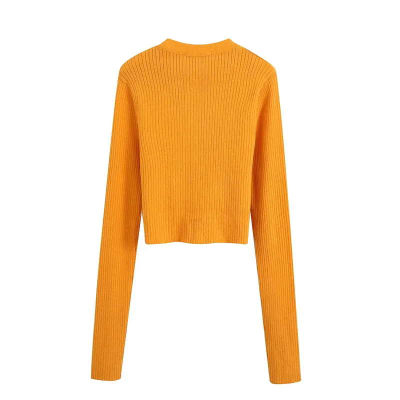 

2020 Women Fashion Ribbed Short Knitted Cardigan Vintage Long Sleeve Buttons Sweater Casual Female Chic Jumpers