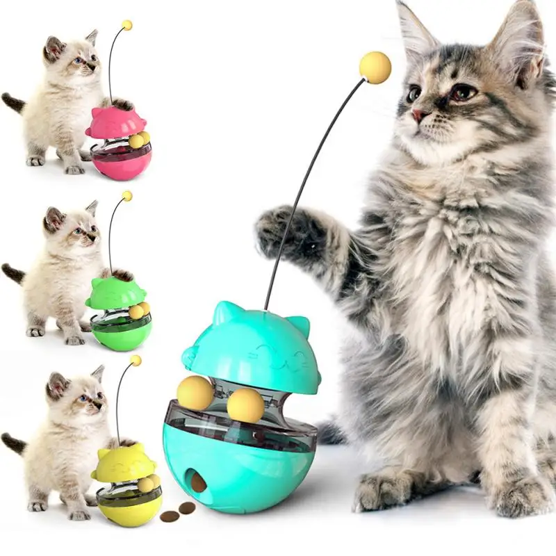 Интерактивная игрушка для кошек неваляшка мяч утечки еды экологически чистый