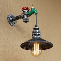 retro iron with switch steampunk water pipe vintage loft wall lamp e27 110v 220v led lights for bedroom living room bar bed