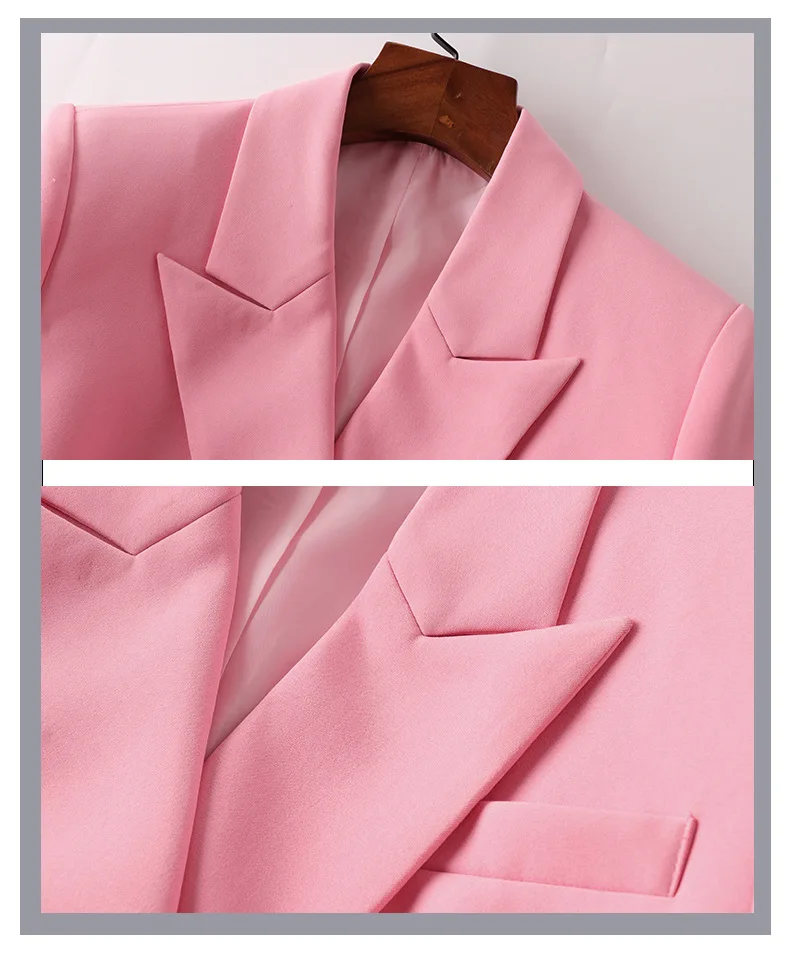 

PYJTR Women's Fashionable Double-breasted Pink Suit Jacket New OL Temperament Commuting Formal Slim Fit Blazers Daily Clothing