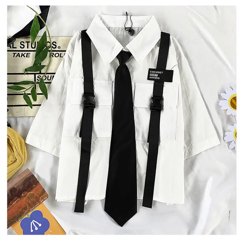 Брюки-карго женские с коротким рукавом модная повседневная рубашка в стиле