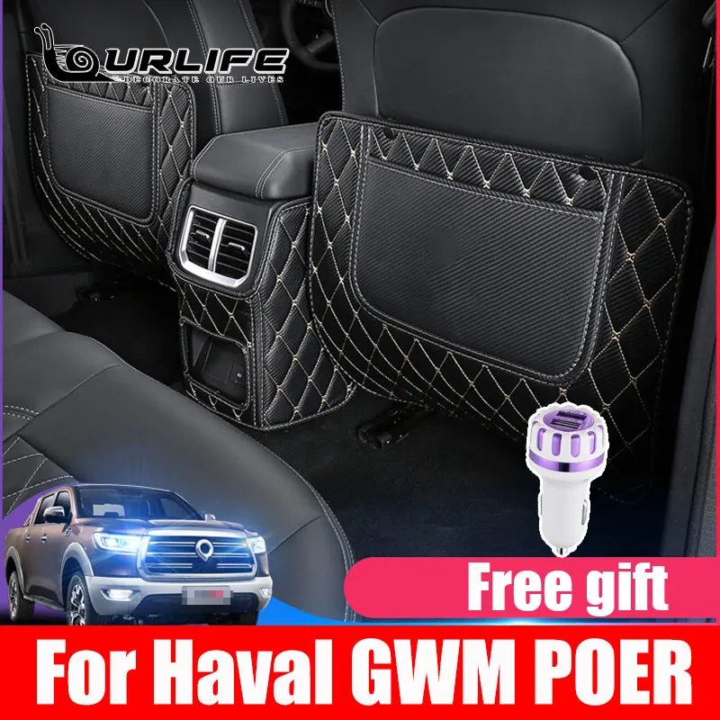

PU Leather Car Anti Kick Pad Interior Waterproof Seat Back Bag Protector Covers For Great Wall POER Cannon Accessories 2020 2021