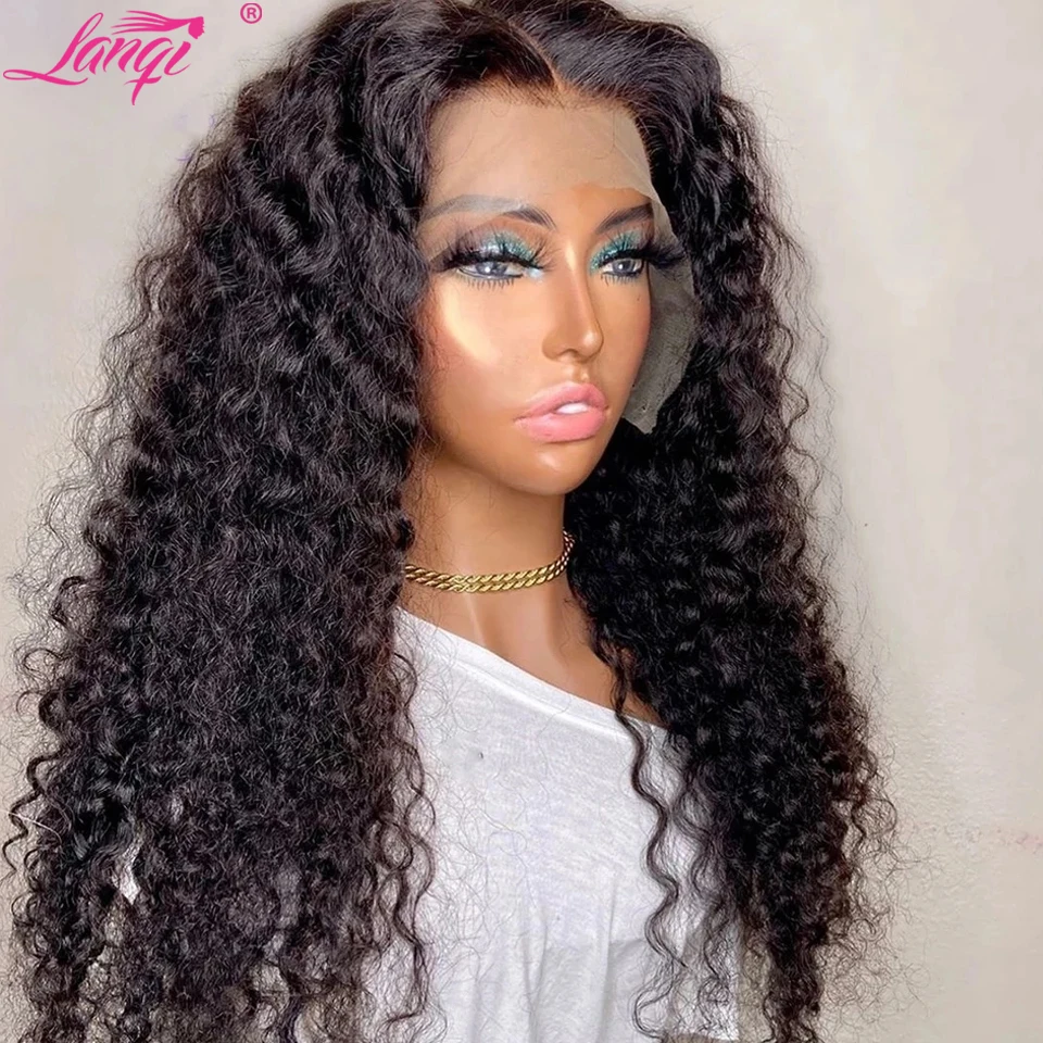 Deep Wave Lace Frontal Wig Deep Curly Lace Closure Wig Pre Plucked Brazilian 30 Inch T Part Lace Front Human Hair Wigs For Women